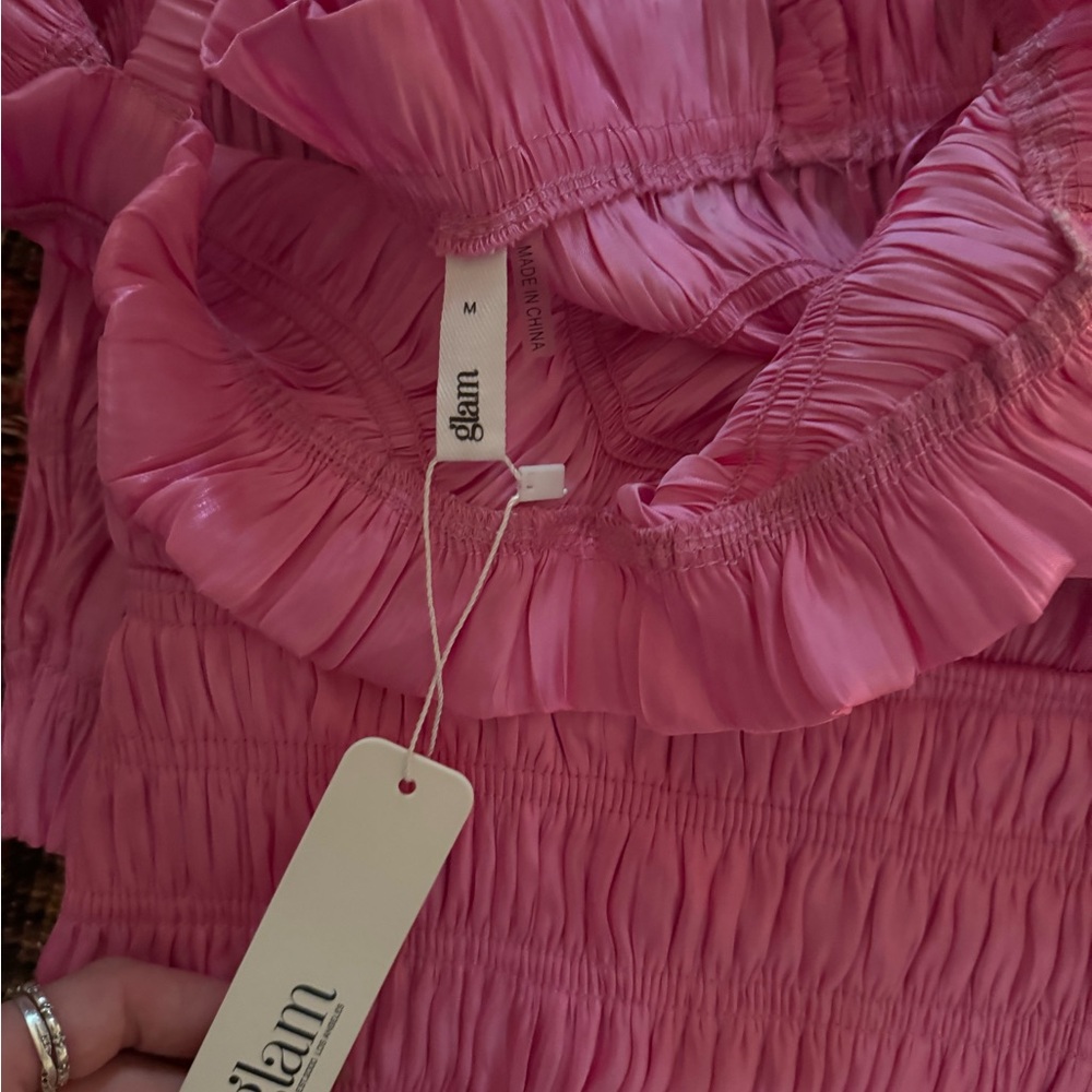 Glam Pink Ruched/Ruffled Set - Picture 3 of 4